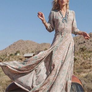 Spell Vintage Boho Blossom Maxi Dress in Sage Medium